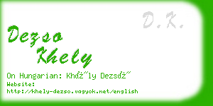 dezso khely business card